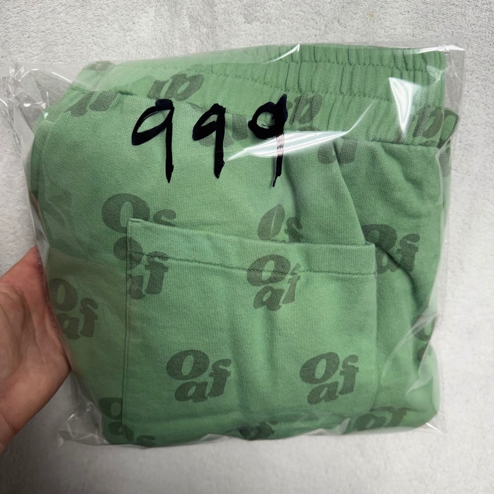 Lazy Oaf Green Oaf Logo Print Wide Leg Sweatpants Joggers UK 18 US 14 - Picture 12 of 12